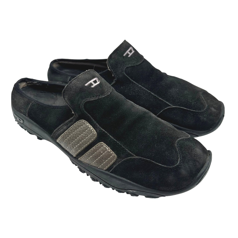 Rare Vintage Diesel Gunthar Leather Suede Slip-On Mules - Black Gorpcore Sz 11